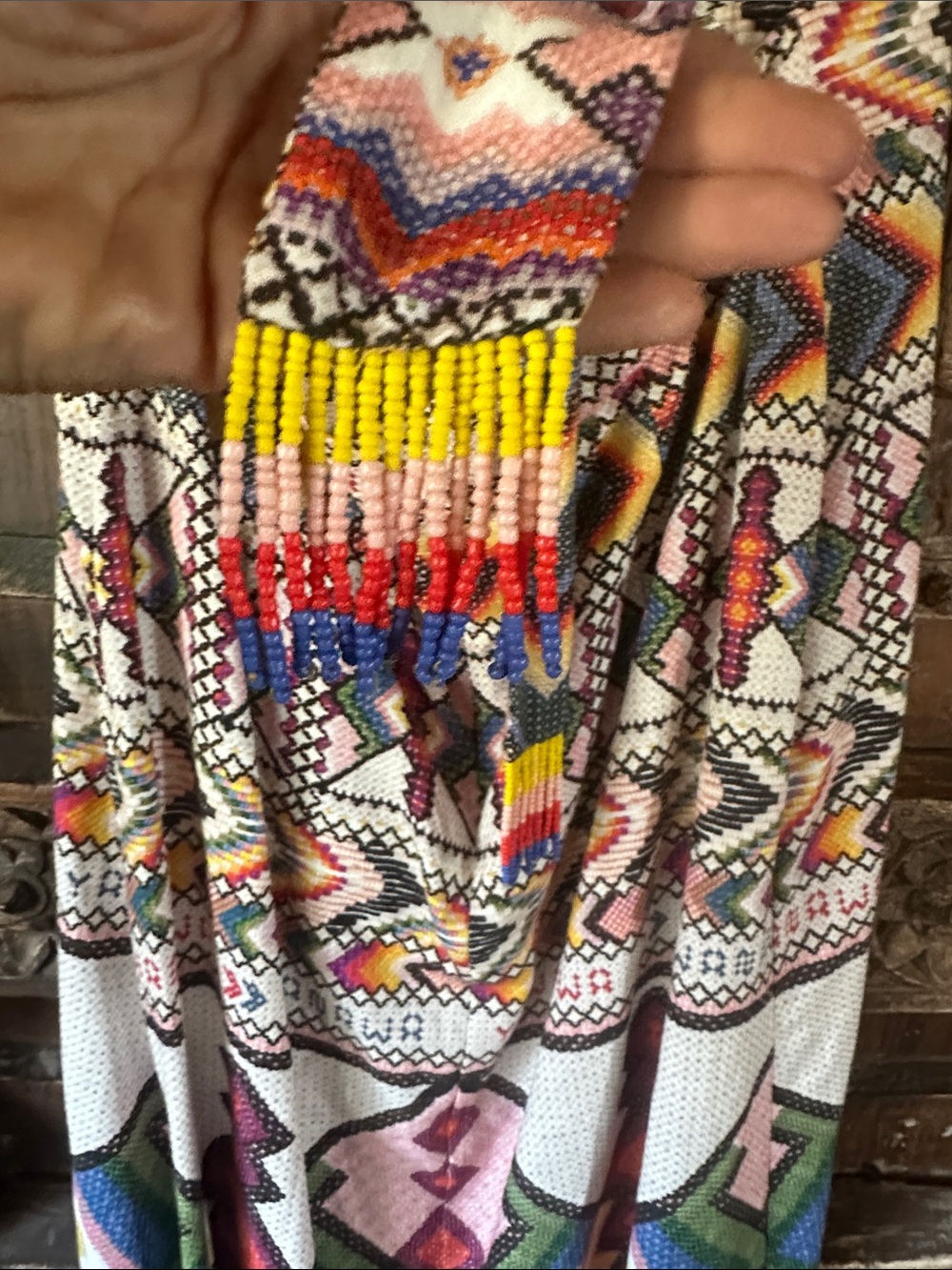 FARM Rio Bright Multicolor Geometric Midi Dress Boho Aztec Tribal Summer - Picture 4 of 7
